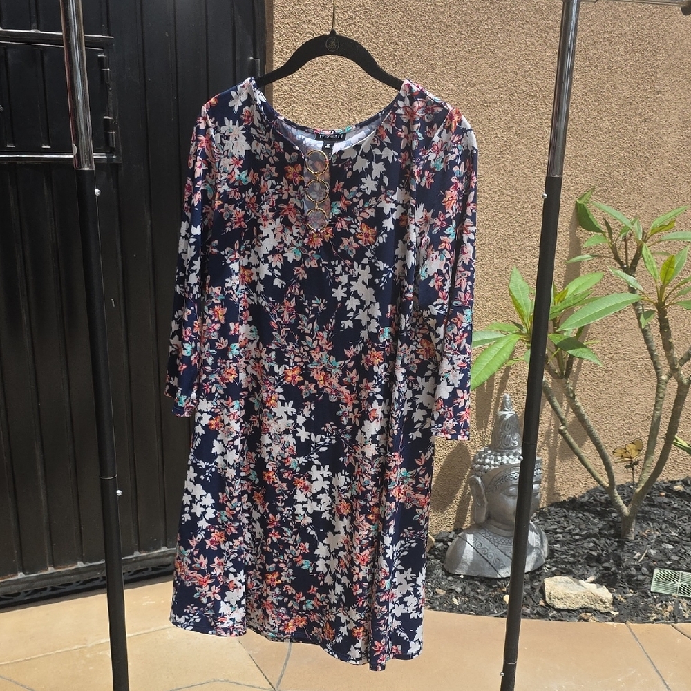 Roz & Ali Blue and Pink Long Sleeve Sundress